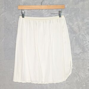 SHADOW LINE White Mini Half Slip Size L 20" Nylon USA Lace Trim Vintage Retro